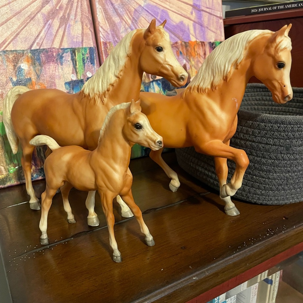 Vintage Palomino Arabian Family Breyer Horse Model Collectible Stud, Mare, Filly
